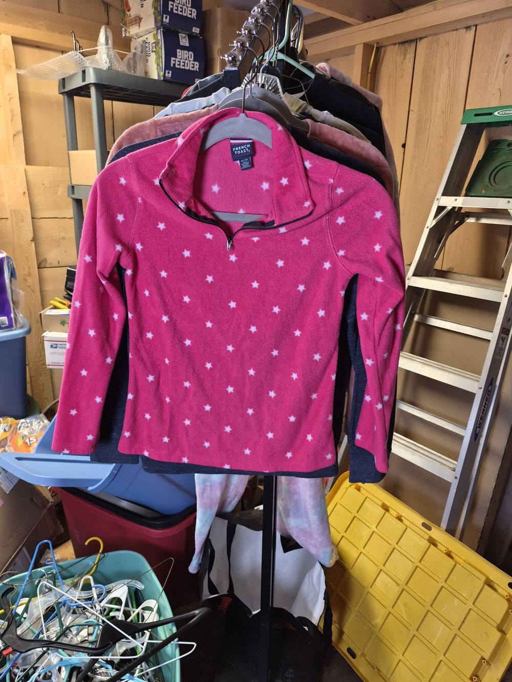 French Toast Hot Pink Star Half-Zip Fleece Pullover Bin 65
